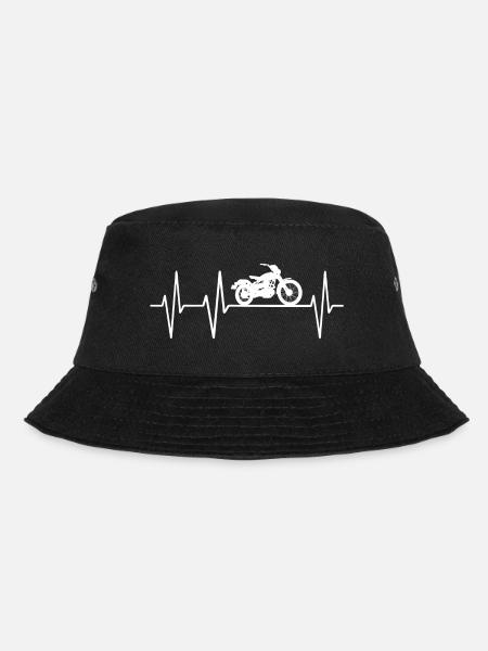 Motorrad Motorrad-Fahrer Herzschlag Herz Herzlinie - Bucket Hat - Schwarz