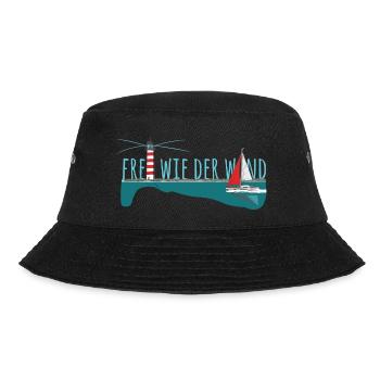 Frei wie der wind - Segelyacht mit Leuchtturm - Bucket Hat - Schwarz - Vorne - Lela (165cm)