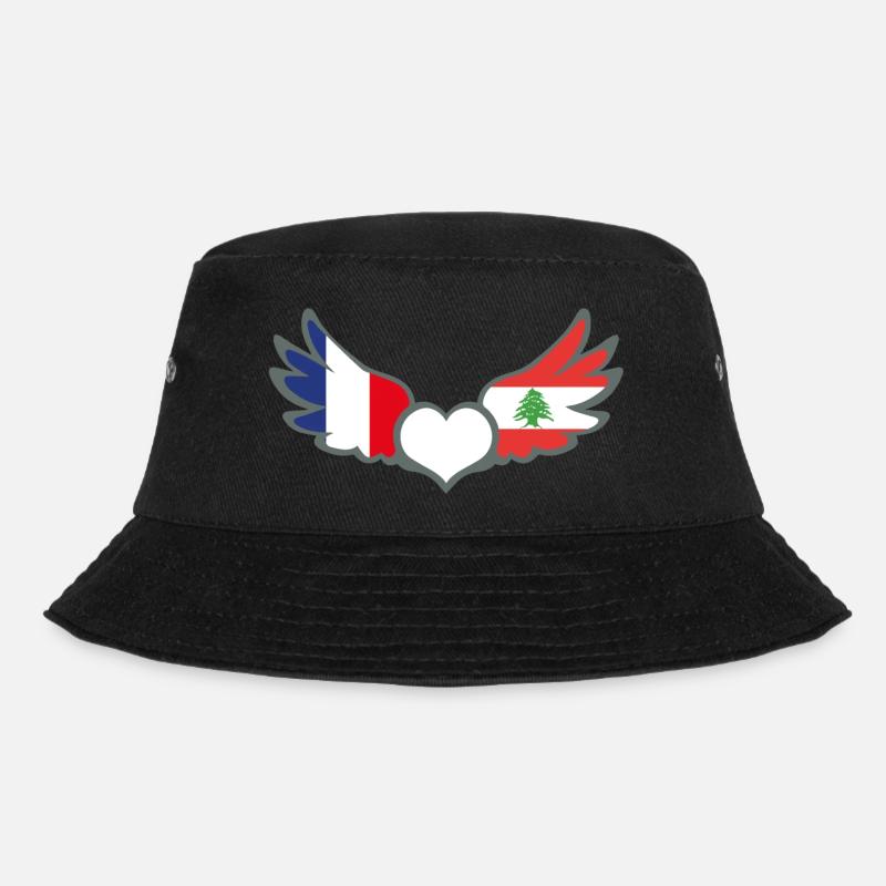 Drapeaux Français et Libanais France Liban II - Bob - noir
