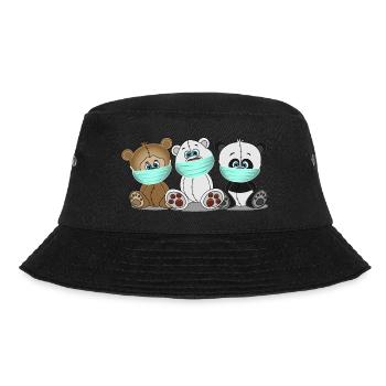 Grizzly Bär Polar Bär Panda Bär mit Mundschutz - Bucket Hat - Schwarz - Vorne - Lela (165cm)