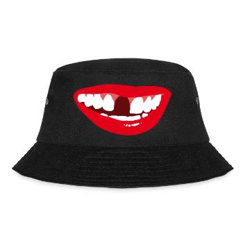 Lachen mit Zahnlücke Lustiges Design - Bucket Hat - Schwarz - Vorne - Lela (165cm)