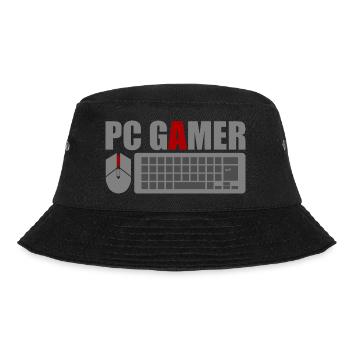 PC Gamer Maus Tastatur Keyboard Gaming Zocken - Bucket Hat - Schwarz - Vorne - Lela (165cm)
