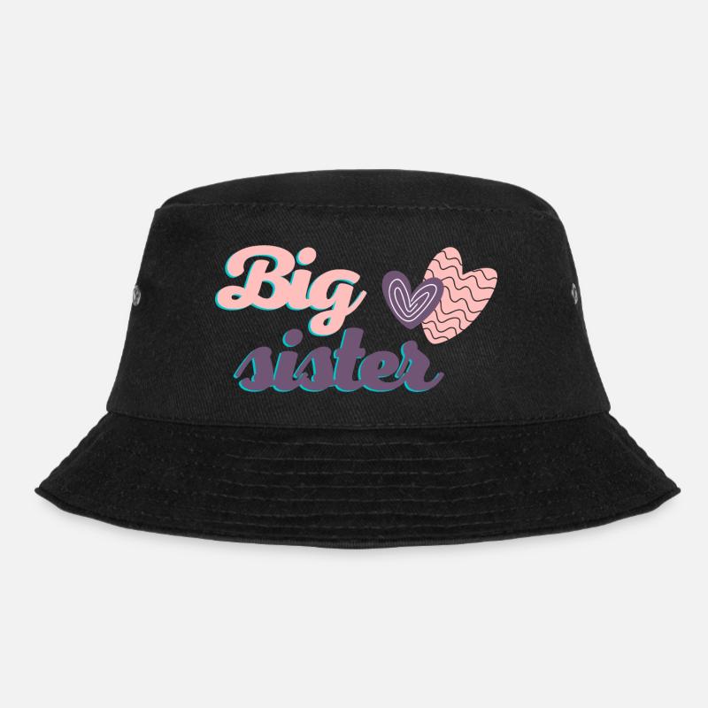 Große Schwester, ein süßes Text- und Herzdesign - Bucket Hat - Schwarz