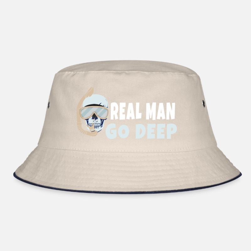 Real Men Go Deep Scuba Diving Diver Bucket Hat