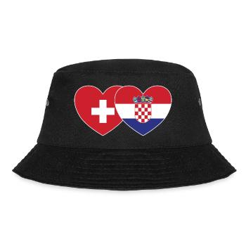 Switzerland Croatia Flag Heart - Bucket Hat - black - Front - Lela (165cm)
