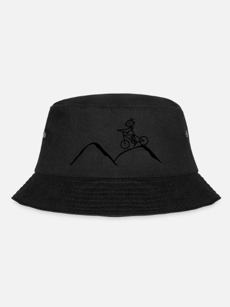 Radfahrer fährt über die Berge - BMX MTB Fahrrad - Bucket Hat - Schwarz