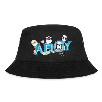 cute animals with English sailor greeting Ahoy - Bucket Hat - black - Front - Lela (165cm)