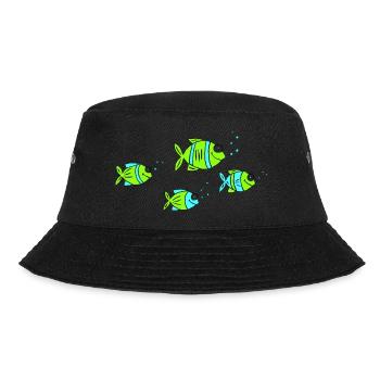 Fische Wasser Meer Graffiti Kinderzeichnung Natur - Bucket Hat - Schwarz - Vorne - Lela (165cm)
