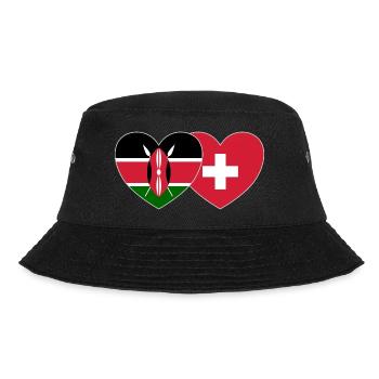 Kenia Schweiz Flagge Herz - Bucket Hat - Schwarz - Vorne - Lela (165cm)