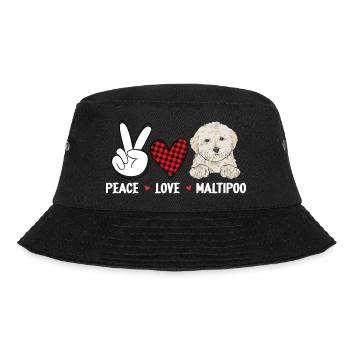 Maltipoo Hund - Bucket Hat - Schwarz - Vorne - Lela (165cm)