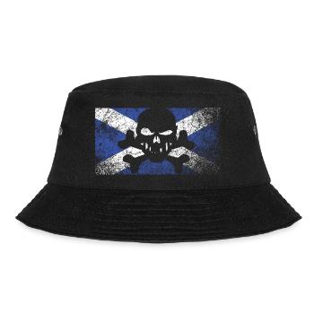 Vintage Schottland Totenkopf Flagge - Bucket Hat - Schwarz - Vorne - Lela (165cm)
