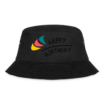 JAHRESTAG. ALLES GUTE ZUM GEBURTSTAG!. ALLES GUTE ZUM GEBURTSTAG!. - Bucket Hat - Schwarz - Vorne - Lela (165cm)