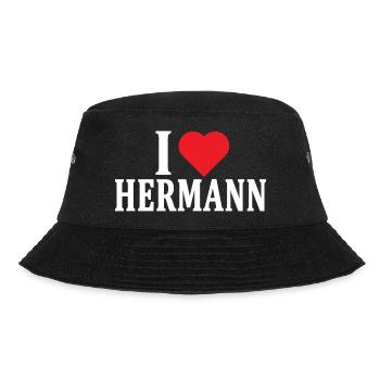 Name T-Shirt I love Hermann T-Shirt Geschenkidee - Bucket Hat - Schwarz - Vorne - Lela (165cm)