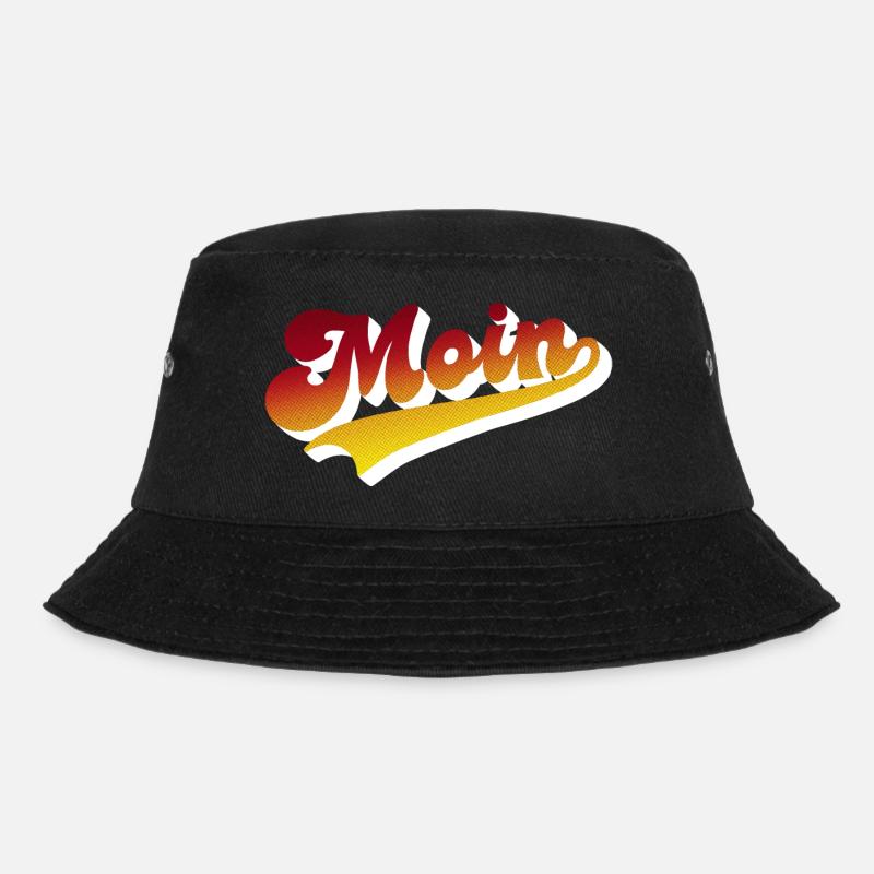 Moin Retro 70er Look - Bucket Hat - Schwarz