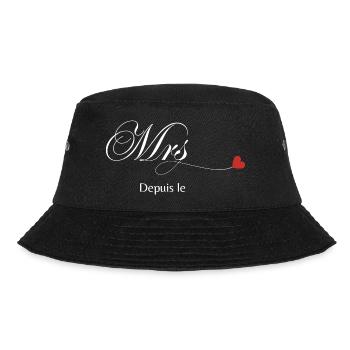 Passendes personalisiertes Paar T-Shirt Herr und Frau - Bucket Hat - Schwarz - Vorne - Lela (165cm)