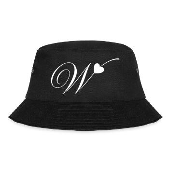 Letter w heart calligraphy - Bucket Hat - black - Front - Lela (165cm)