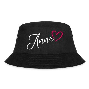 Anne Name Vorname Herz Pink - Bucket Hat - Schwarz - Vorne - Lela (165cm)