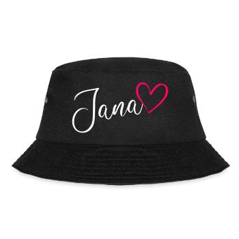 Jana Name Vorname Herz Pink - Bucket Hat - Schwarz - Vorne - Lela (165cm)