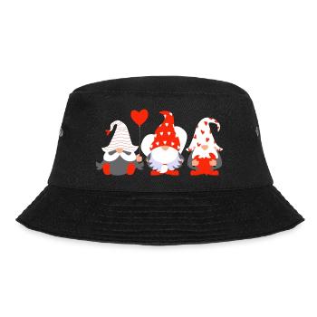 Lustiger Gnom hängt ein rotes Herz Valentinstag 2024 - Bucket Hat - Schwarz - Vorne - Lela (165cm)