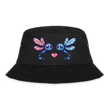 Libelle Paar Verliebt Tier Valentinstag - Bucket Hat - Schwarz - Vorne - Lela (165cm)