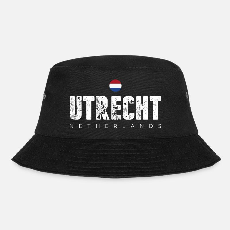 Utrecht Distressed City Briefe - Bucket Hat - Schwarz