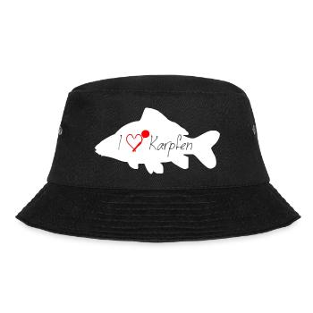 I love CARP white transparent - Bucket Hat - black - Front - Lela (165cm)
