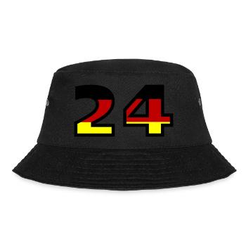 24 Zahl Deutschland Trikot - Bucket Hat - Schwarz - Vorne - Lela (165cm)