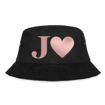 Buchstabe j Herz roségold - Bucket Hat - Schwarz - Vorne - Lela (165cm)