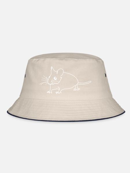 Mouse lineart - Bucket Hat - ecru/navy - Front
