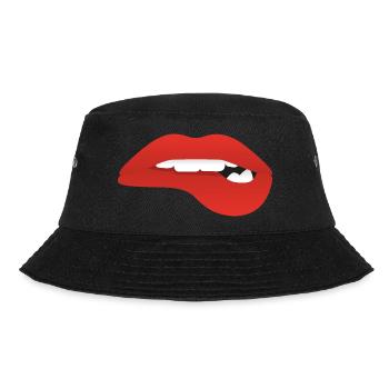 Rote Lippen sagen Küss mich - Bucket Hat - Schwarz - Vorne - Lela (165cm)