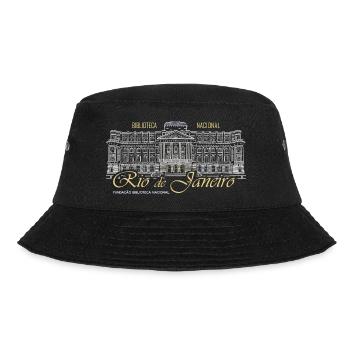 Rio de Janeiro, Brasilien Handzeichnung Bibliothek - Bucket Hat - Schwarz - Vorne - Lela (165cm)