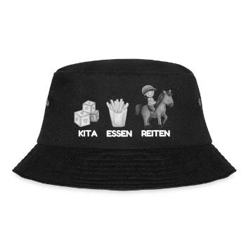 Kita Essen Reiten Motive - Bucket Hat - Schwarz - Vorne - Lela (165cm)