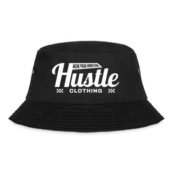 Vintage Hustle Clothing Hoodie – Streetwear Badge - Bucket Hat - black - Front - Lela (165cm)
