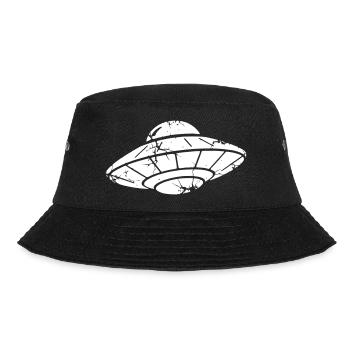 UFO Raumschiff Grunge Vintage Vektor - Bucket Hat - Schwarz - Vorne - Lela (165cm)