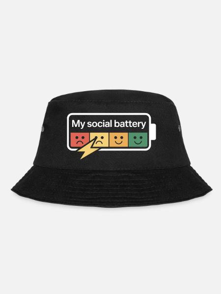 Social Battery Introvertiert Leere Batterie Akku - Bucket Hat - Schwarz