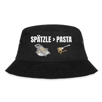 Spätzle sind besser als Pasta Schwäbisch - Bucket Hat - Schwarz - Vorne - Lela (165cm)