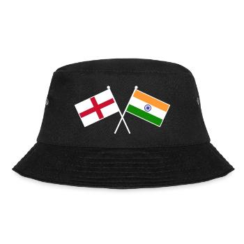 England x Indien kreuzte Freundschaftsflaggen - Bucket Hat - Schwarz - Vorne