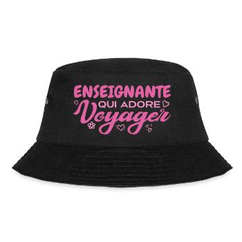 Weltreisender Lehrer mit einer Leidenschaft für das Reisen - Bucket Hat - Schwarz - Vorne - Lela (165cm)