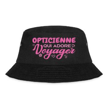 Weltenbummler Optiker mit Leidenschaft für das Reisen - Bucket Hat - Schwarz - Vorne - Lela (165cm)