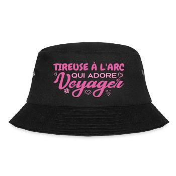 Globetrotting archery shooter with a passion for travel - Bucket Hat - black - Front - Lela (165cm)
