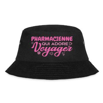 Weltreisender Apotheker mit einer Leidenschaft für das Reisen - Bucket Hat - Schwarz - Vorne - Lela (165cm)