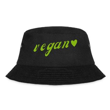 Vegan Shirt with Heart - Bucket Hat - black - Front - Lela (165cm)