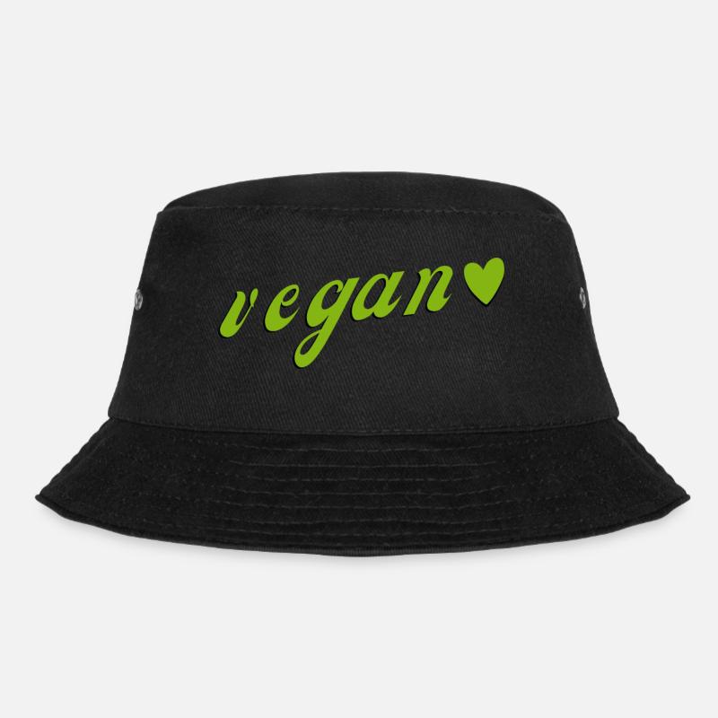 Vegan Shirt mit Herz - Bucket Hat - Schwarz