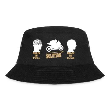Motorcycle - Biker motif with slogan - Brain is Clear - Bucket Hat - black - Front - Lela (165cm)