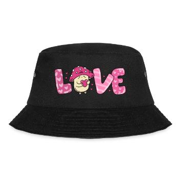 Mushroom in love heart couples valentine's day - Bucket Hat - black - Front - Lela (165cm)