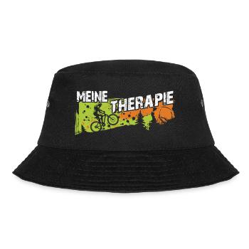 Fahrrad Biken ist meine Therapie - Bucket Hat - Schwarz - Vorne - Lela (165cm)