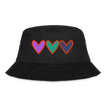 HERZ. HERZ. VALENTINSTAG. LIEBE. LIEBE. PAAR. - Bucket Hat - Schwarz - Vorne - Lela (165cm)