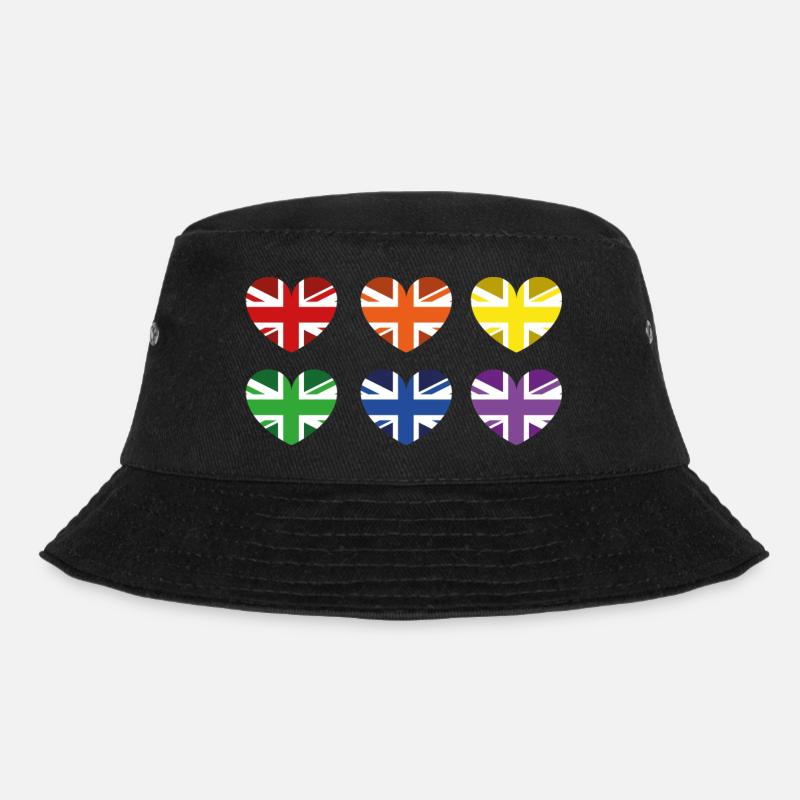UK RAINBOW FLAG - Bucket Hat - black