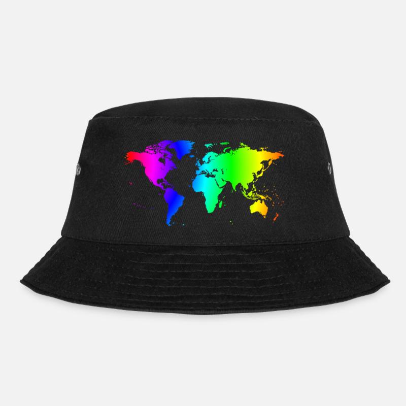 Weltkarte bunt - Bucket Hat - Schwarz