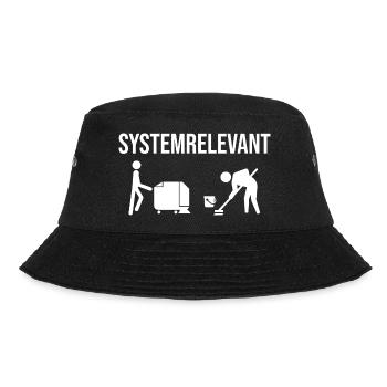 Systemrelevant Reinigungskräfte Gebäudereiniger - Bucket Hat - Schwarz - Vorne - Lela (165cm)
